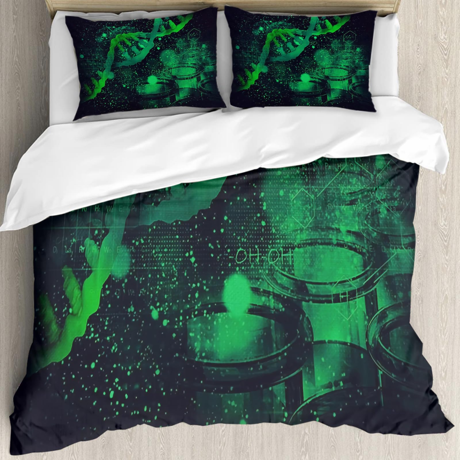 Housse de couette anti-allergie 228x264cm motif ADN pour lit