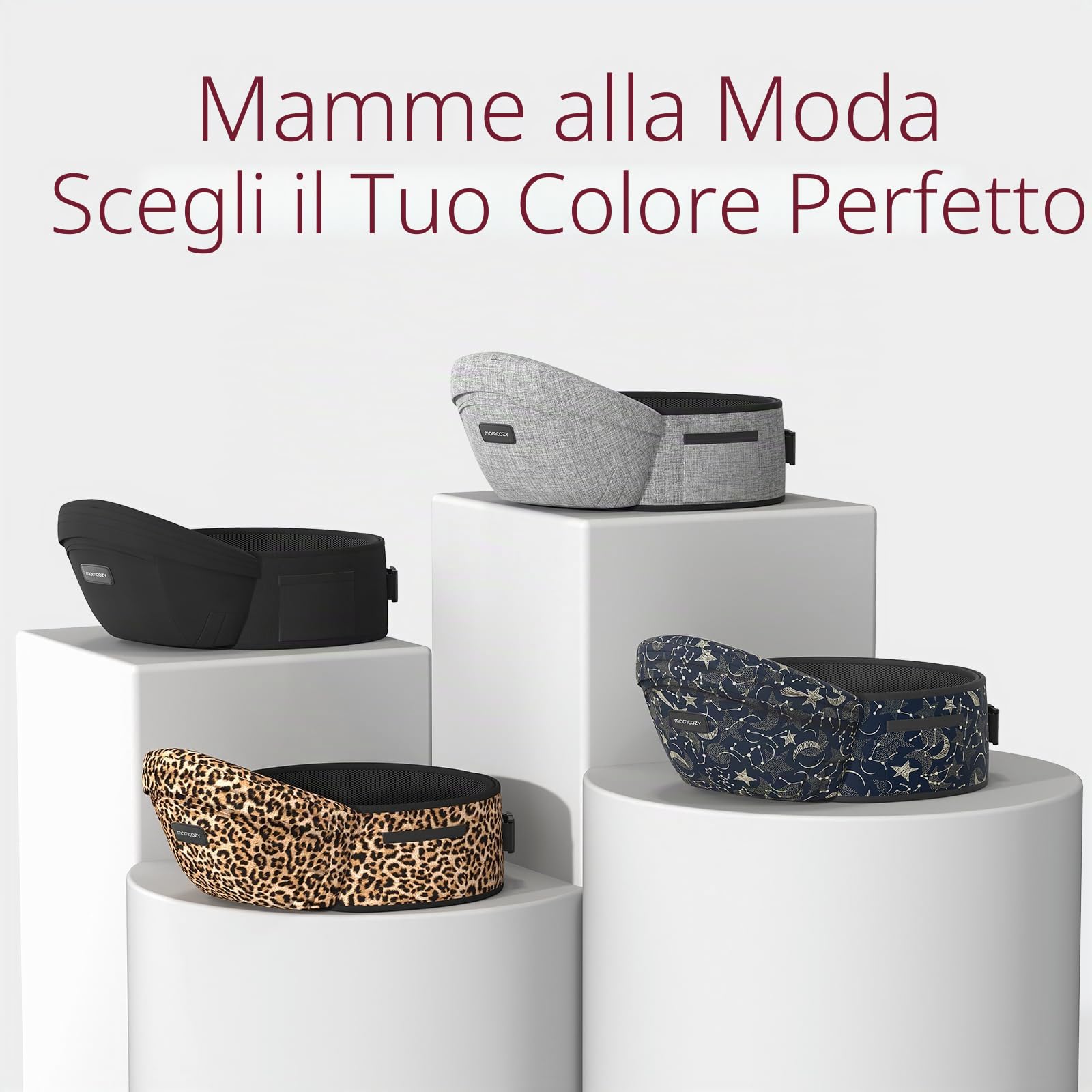 Momcozy Hip Seat - Marsupio porta bebè regolabile con protezione originale 3D per la pancia e tavola massaggiante in EVA, marsupio ergonomico con varie tasche per neonati e bambini fino a 20,4 kg