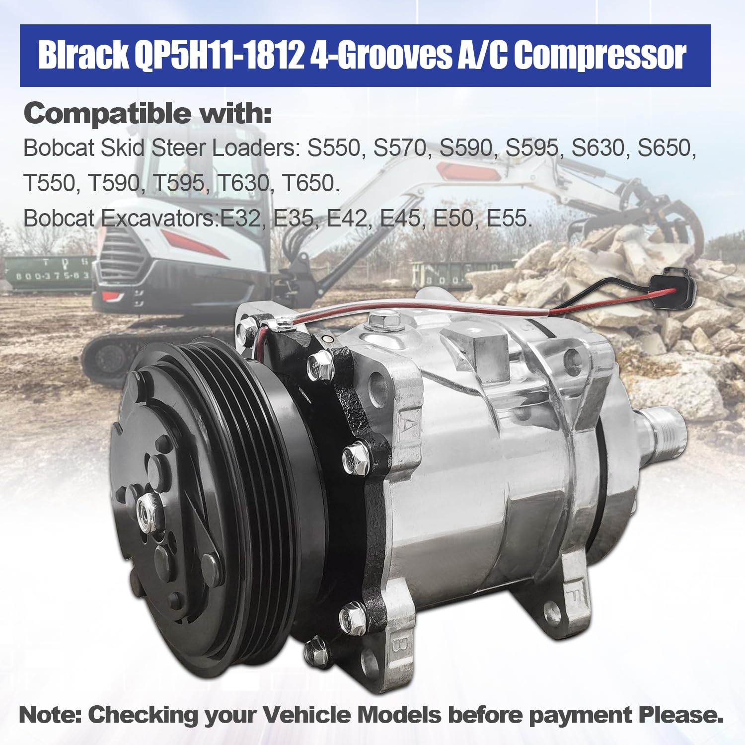 Amazon.com: Blrack QP5H11-1812 4-Grooves A/C Compressor Fit for