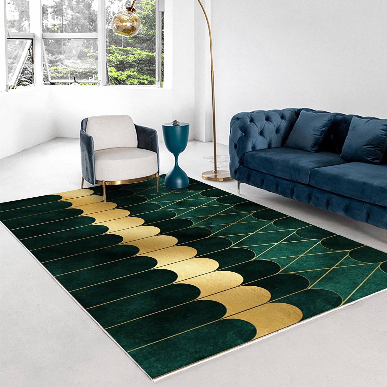 Tapis chambre fille géométrique or vert noir 60x160cm antidérapant
