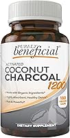 Vista 4 de PURELY beneficial Carbón de coco activado 1200 mg, 180 cápsulas - Pastillas para el sistema digestivo, hinchazón, vegano (1 botella)