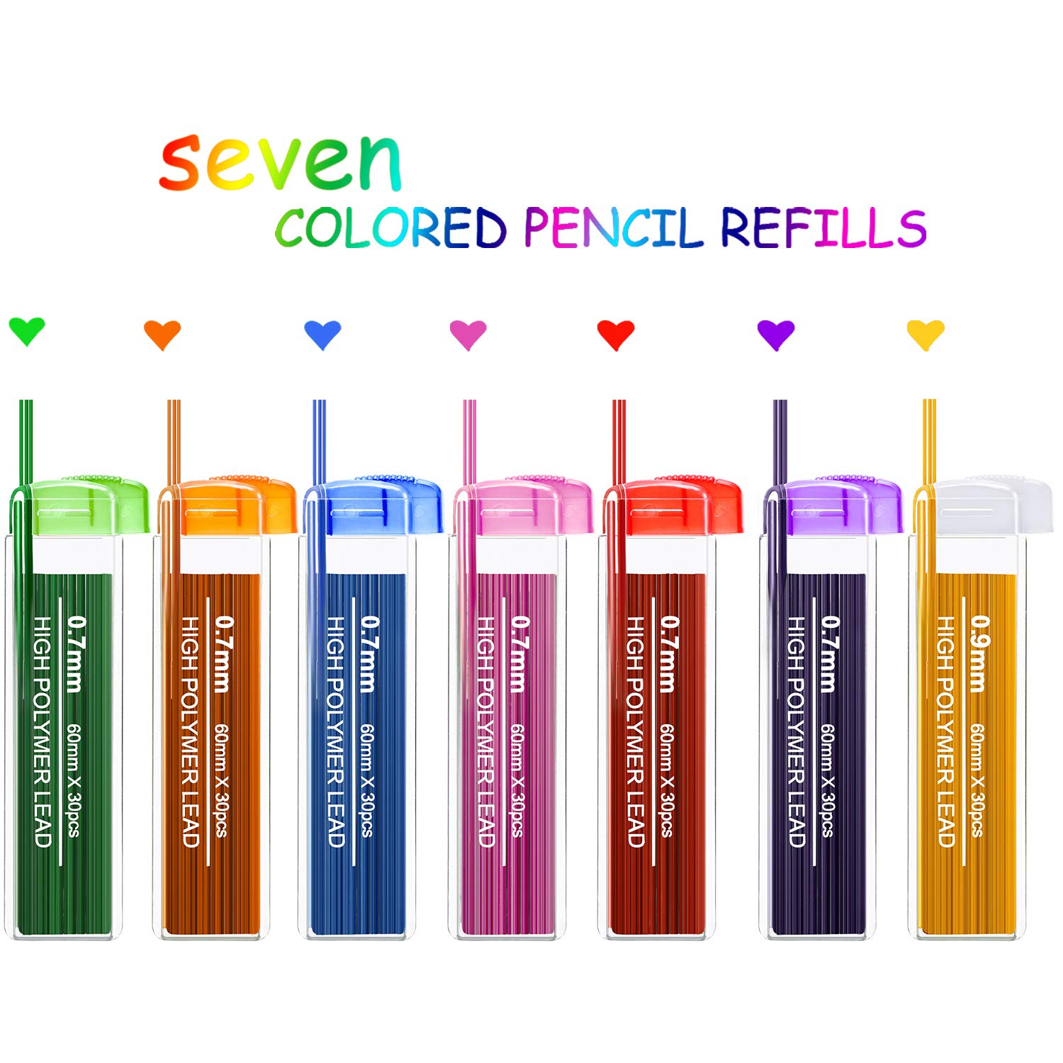 Zhehao 210 Pieces Colorful Refill Mechanical Pencil Refills for School Students Stationery, 0.9 mm, 7 Colors - Image 2