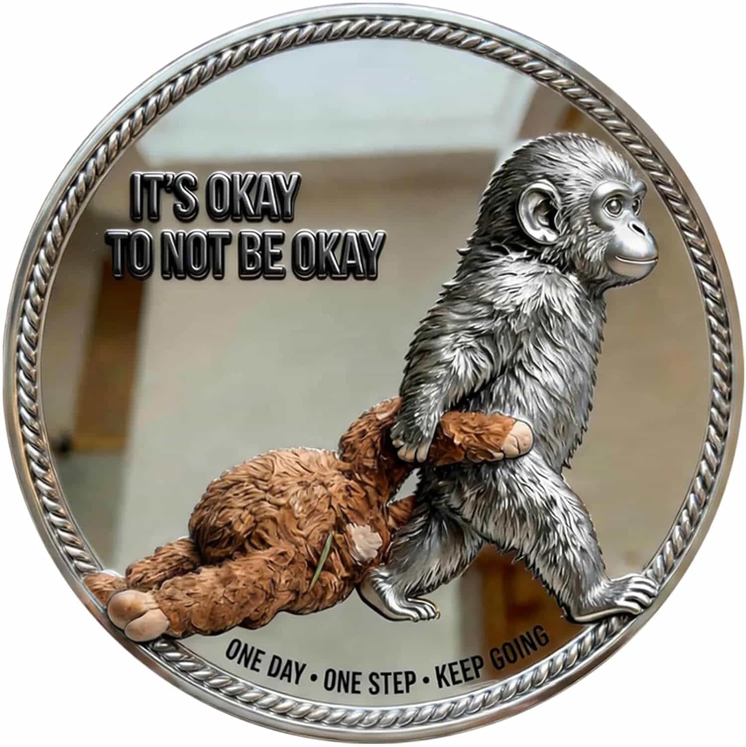 Emotional Support Monkey Coin，Punch The Monkey Commemorative Challenge Coin，Double Sided Baby Monkey Hugging Collectible Token，Inspirational Encouragement Gift for Family & Friends (A-12PCS)