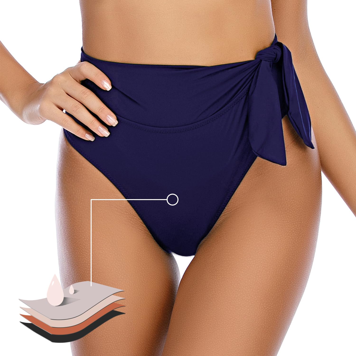 JFAN Traje de Baño Cortos para Mujeres Elegante Ruched Bikini Bottom Cintura Alta Women Deportivos Bikini Short Cintura Baja Surf Pantalón