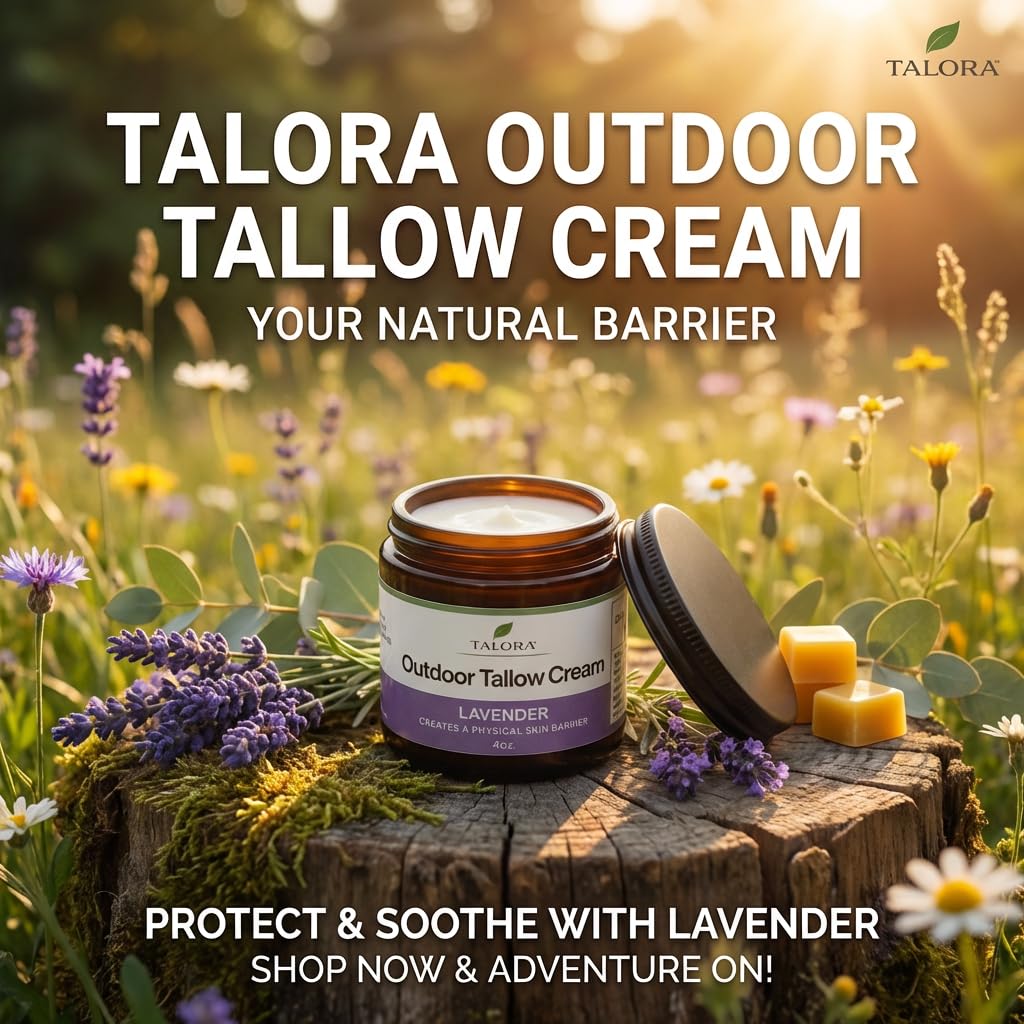 Outdoor Tallow Cream: Lavender | 100% Grass-Fed & Finished Beef Suet Tallow Moisturizer with Organic Jojoba Oil | Deeply Nourishing | All-Natural Skin Cream for Outdoor & Dry Skin (4oz)
