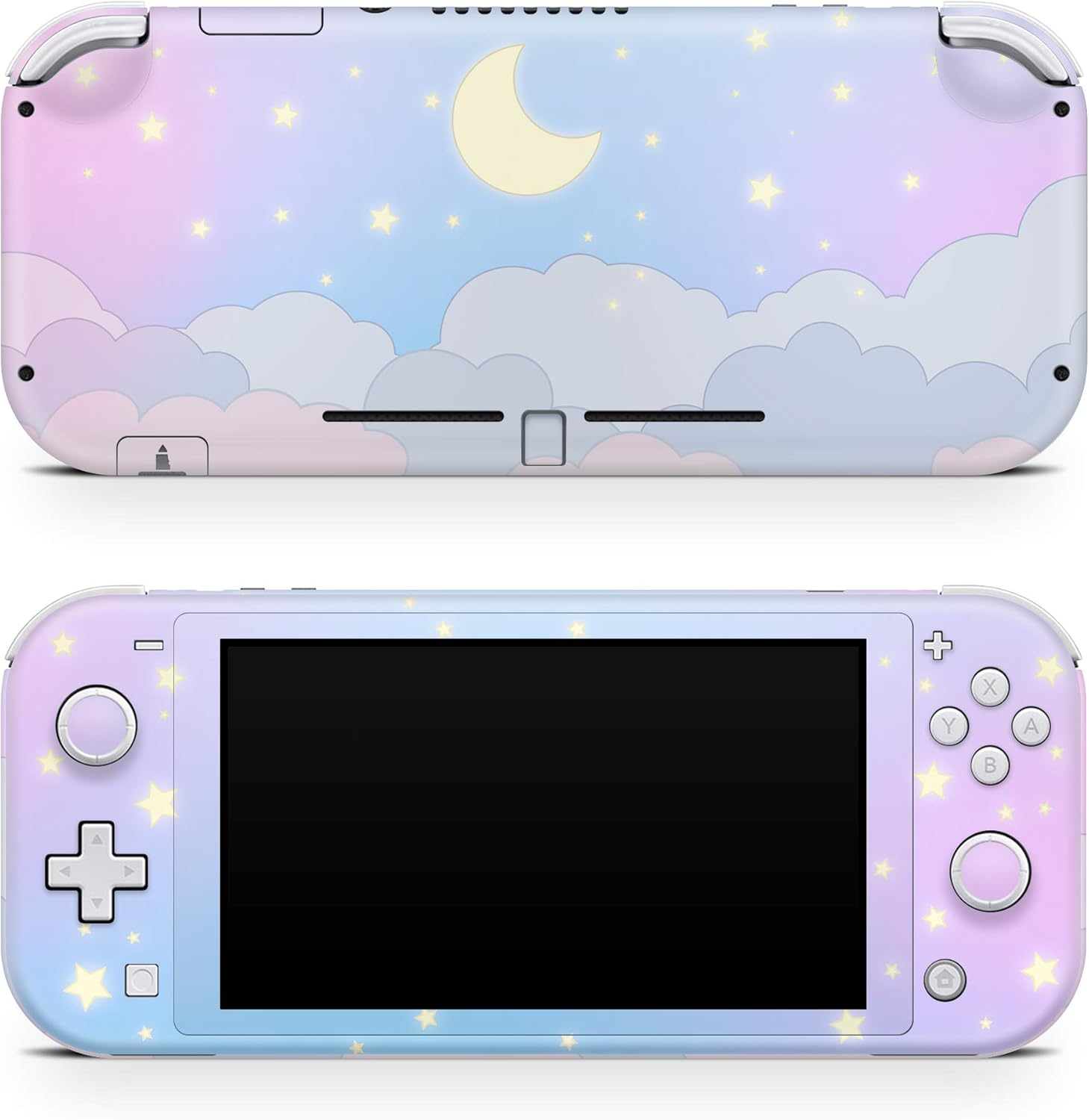 Tacky Design Clouds Decal Compatible with Nintendo Switch Lite Skin Wrap, Pastel Starry Skin with Blue Sky and Moon for Nintendo Switch Lite Cover, Premium Vinyl 3M Full Wrap Decal
