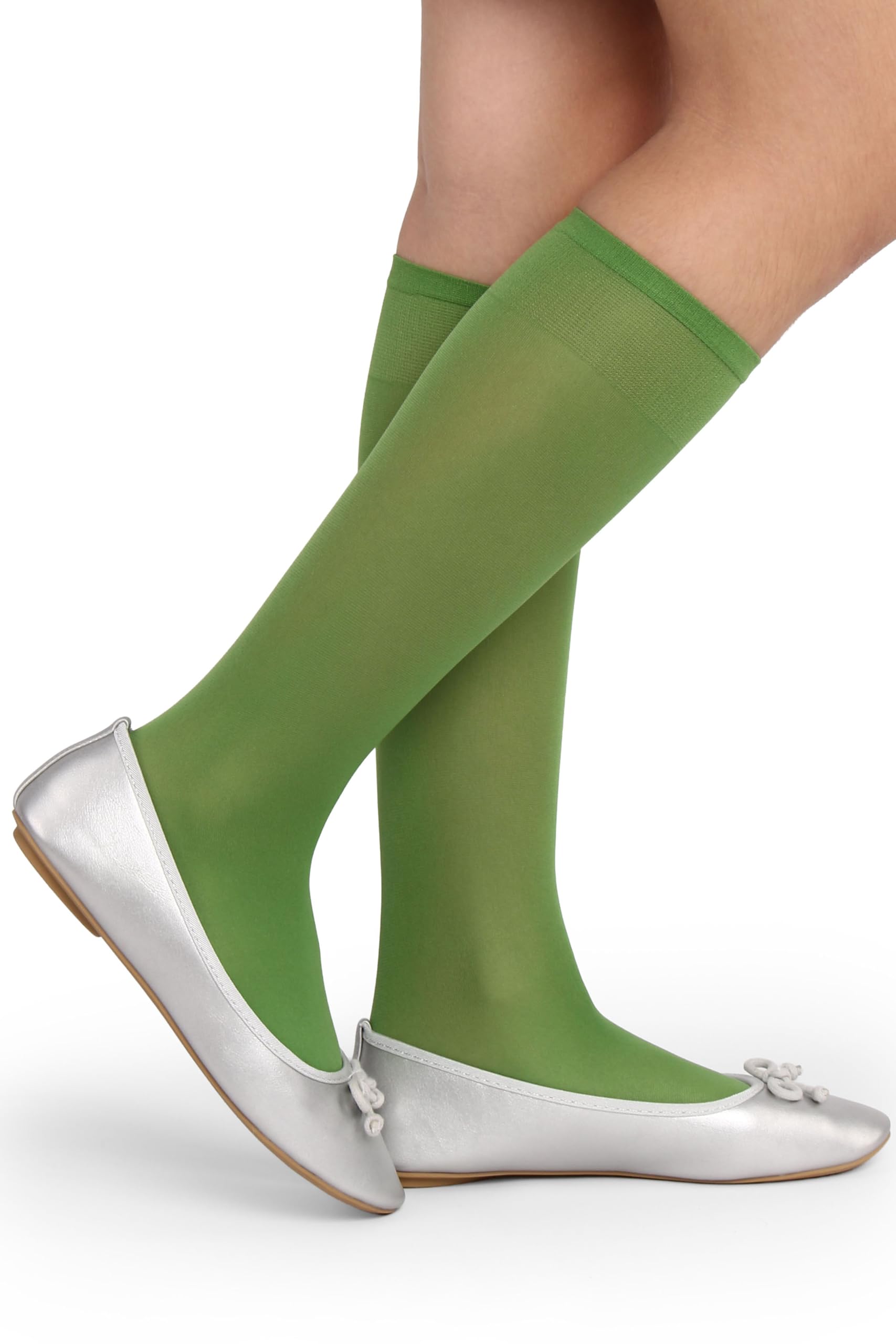 LORES Alma Medias hasta la rodilla para niña 40 DEN blancas, calcetines altos de microfibra opaca, suaves y elásticos con banda confort, ideales para colegio, uniforme y uso diario (talla 24–37) — view 4