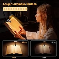 Vista 5 de Gritin Luz de libro recargable de 19 LED para leer en la cama con función de memoria, cuidado de los ojos, 3 temperaturas de color, brillo