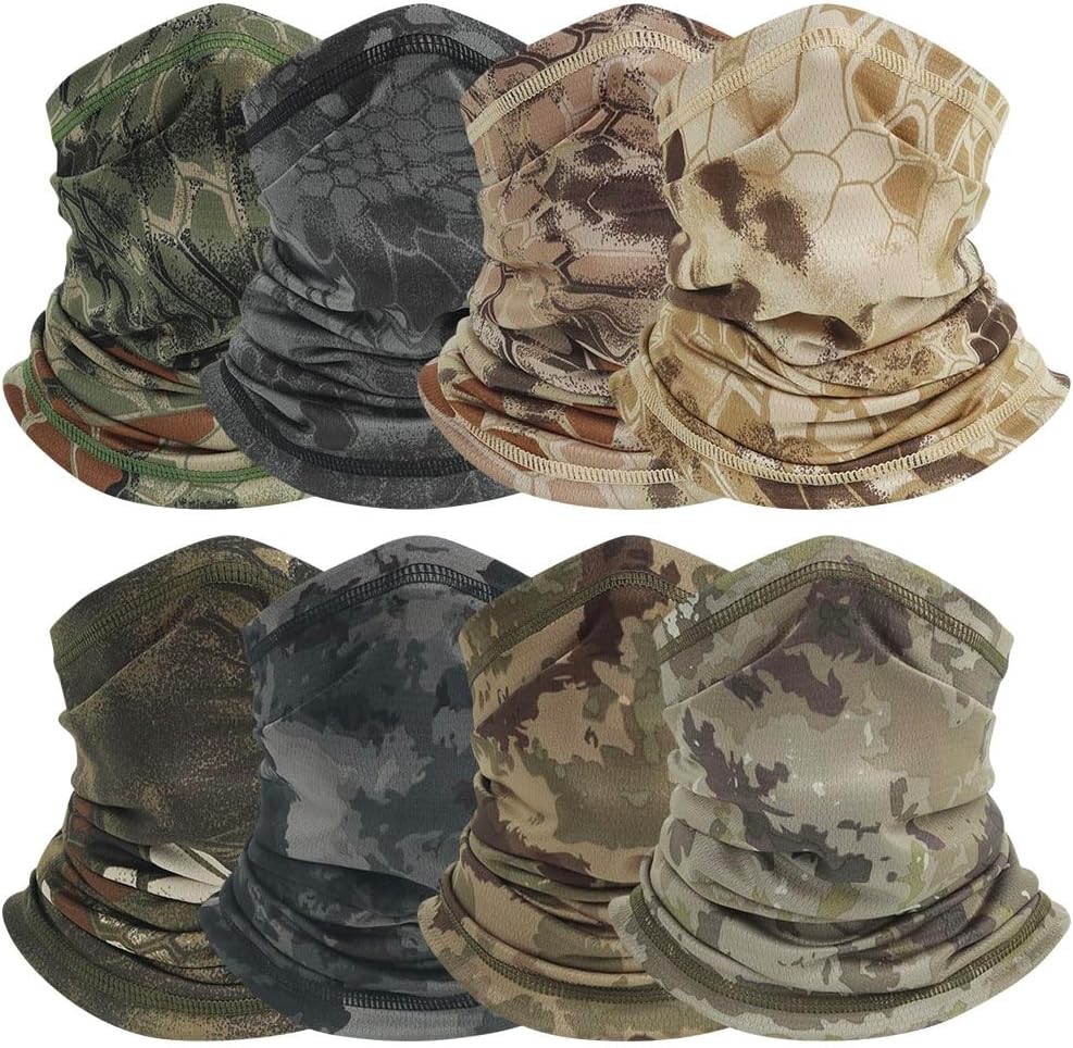 8PCS Cooling Neck Gaiter for Men Women Gator Bandana Face Scarf Cover Fishing Motorcycle Breathable Sun Protection Balaclava