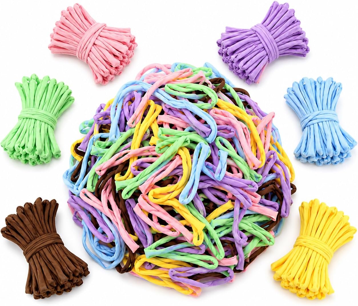 240 Pcs Weaving Loom Refill Loops, 7 Inch Potholder Loom Loops for DIY Craft, 6 Colors Nylon Weaving Loops for Coaster Making, Pot Holder Refills (Pink, Purple, Green, Blue, Brown, Yellow)