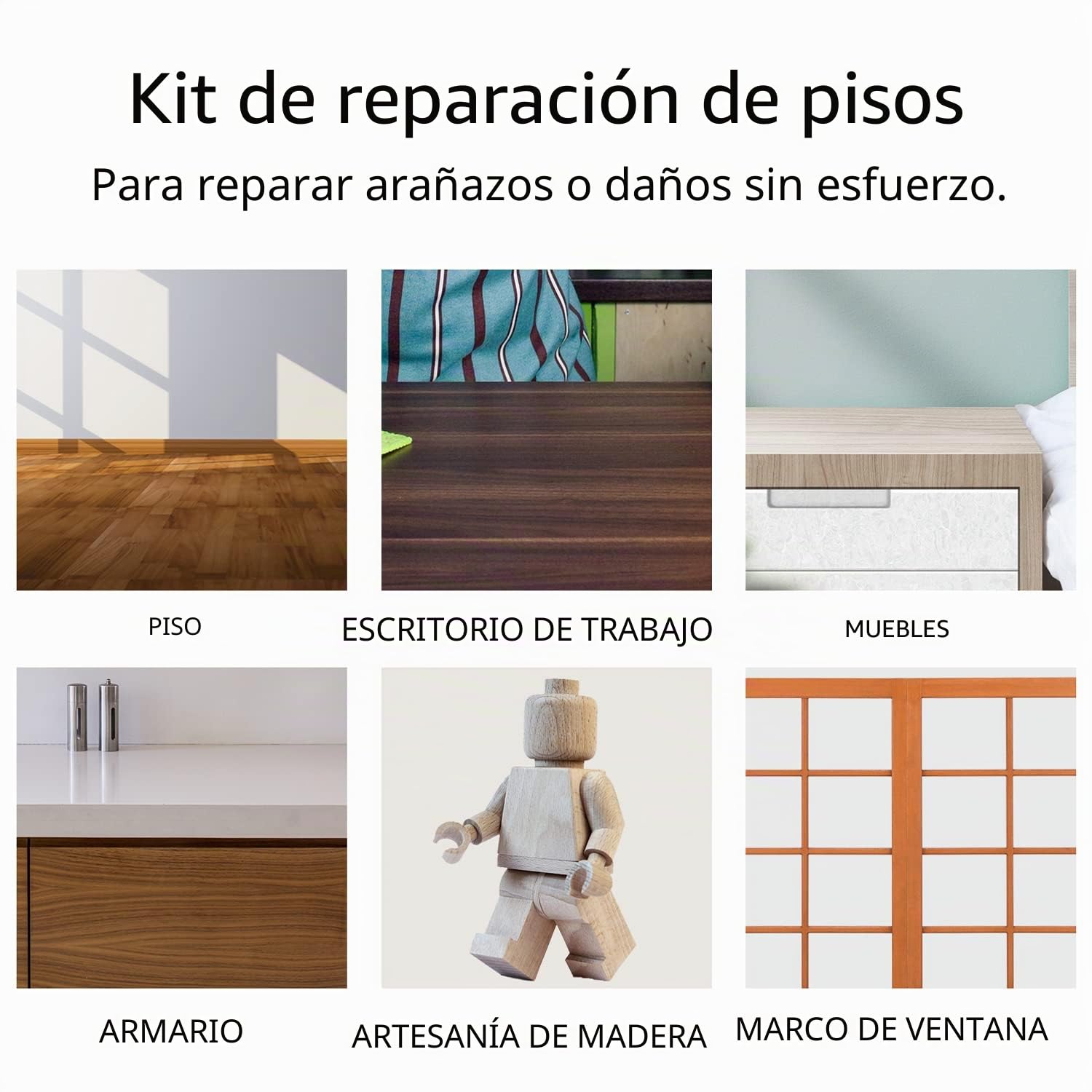 Kit de Reparación de Laminado, Parquet de Madera, Cera Dura para Muebles, Piso, Vinilo de PVC, Masilla