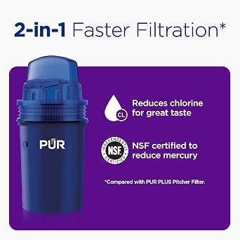 PUR 7-Cup Water Filter Pitcher with 1 Genuine PUR Filter, 2-in-1 Powerful, Faster Filtration, Lasts 2 Months or 40 Gallons, Dishwasher Safe, Lime (PPT700LA)