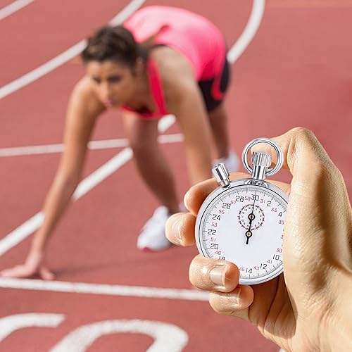 Miniatura 5 de Cronómetro mecánico de acero inoxidable de los años 30 cronómetro analógico con temporizador de mano de pausa para correr, entrenamiento y