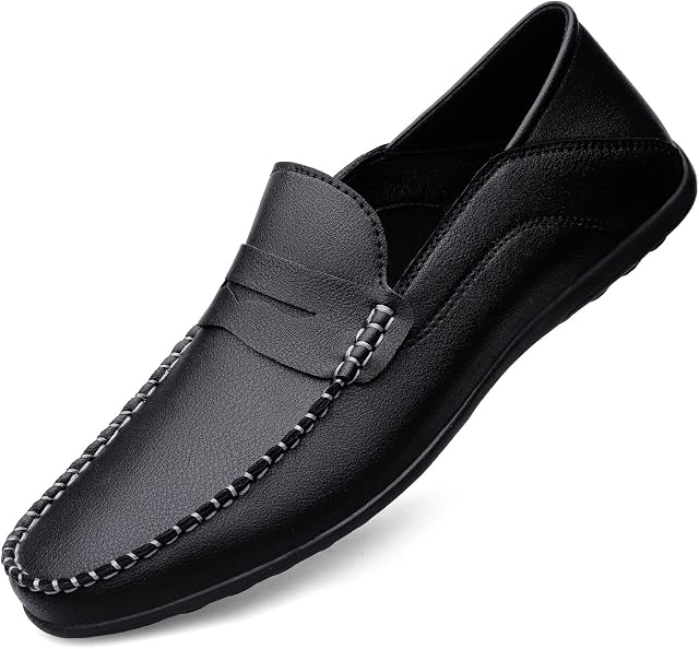 Men's Loafers Leather Shoes Flat Breathable Casual Moccasin Handmade Slip On Driving Business Shoes