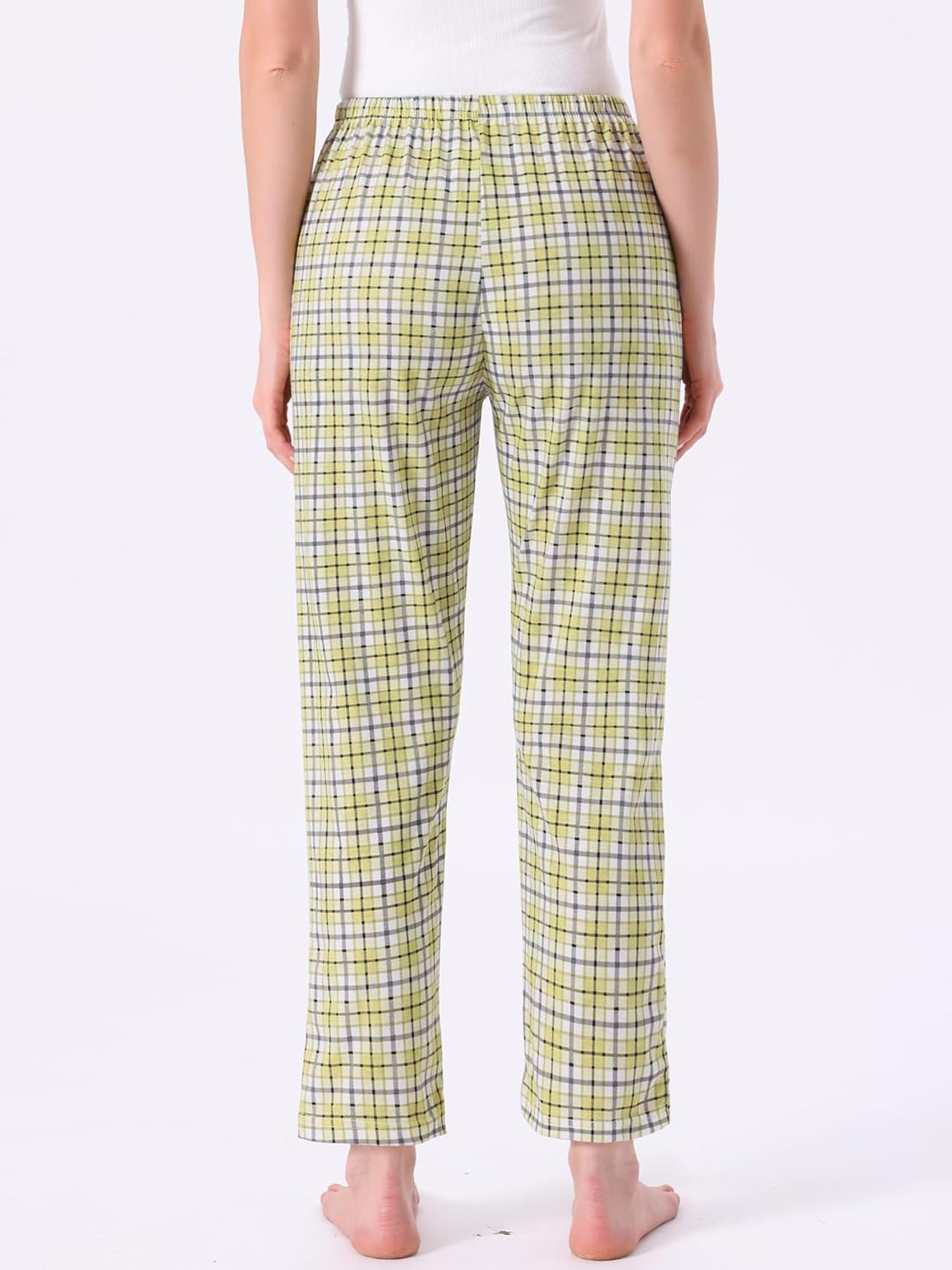 cheibear Womens Cotton Plaid Pajama Bottoms Elastic Waist with Pocket Long Sleepwear Lounge Pants - Image 4