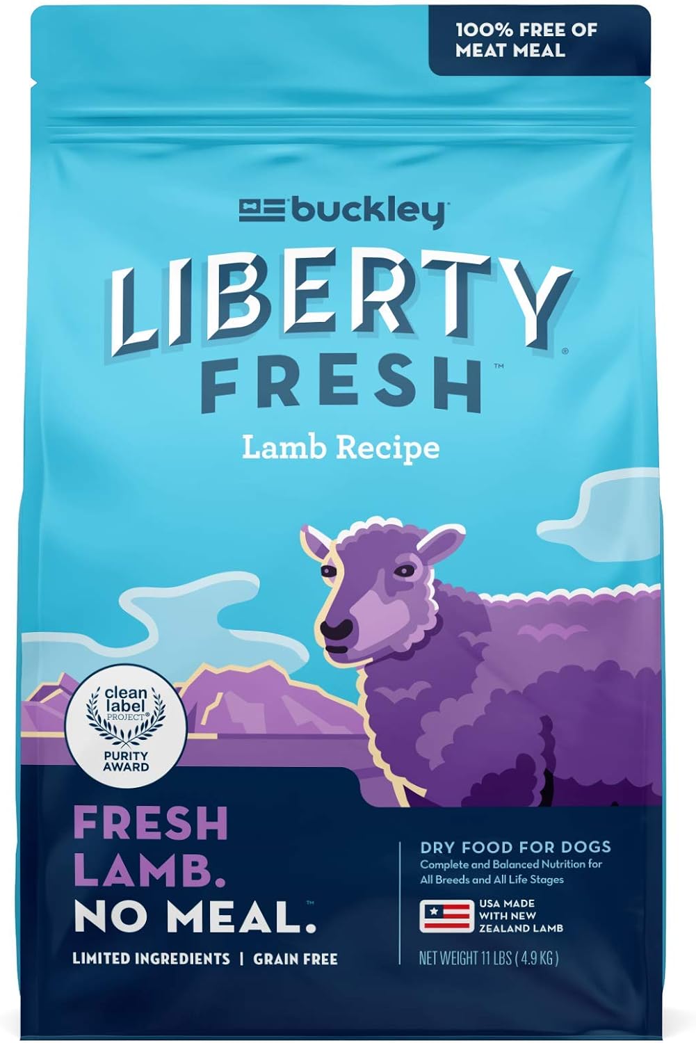 (Best by:MAY 04, 2026) BIXBI Liberty Grain Free Dry Dog Food, Lamb Recipe, 11 lbs - Fresh Meat, No Meat Meal, No Fillers for Easy Digestion - USA Made Lamb 11 Pound (Pack of 1)