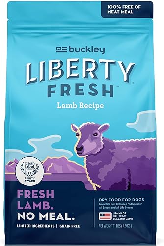 Bixbi Liberty - Alimento seco para perros sin granos, receta de cordero, 11 libras, carne fresca, sin harina de carne, sin rellenos para una fácil