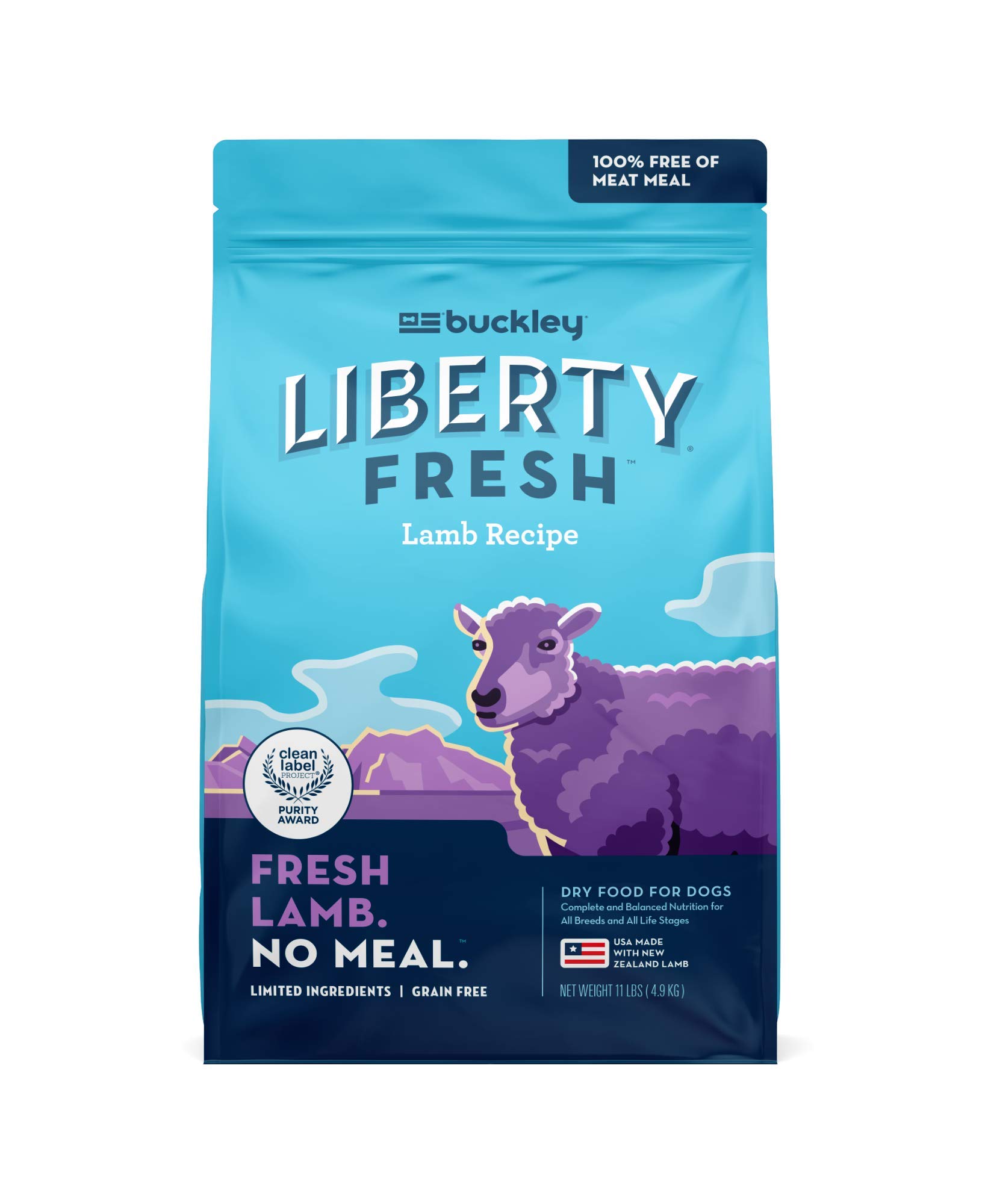 BIXBI Liberty Grain-Free Dry Dog Food, Lamb Recipe – Fresh Meat, High Protein, No Meat Meals – USA Made, 11 lbs