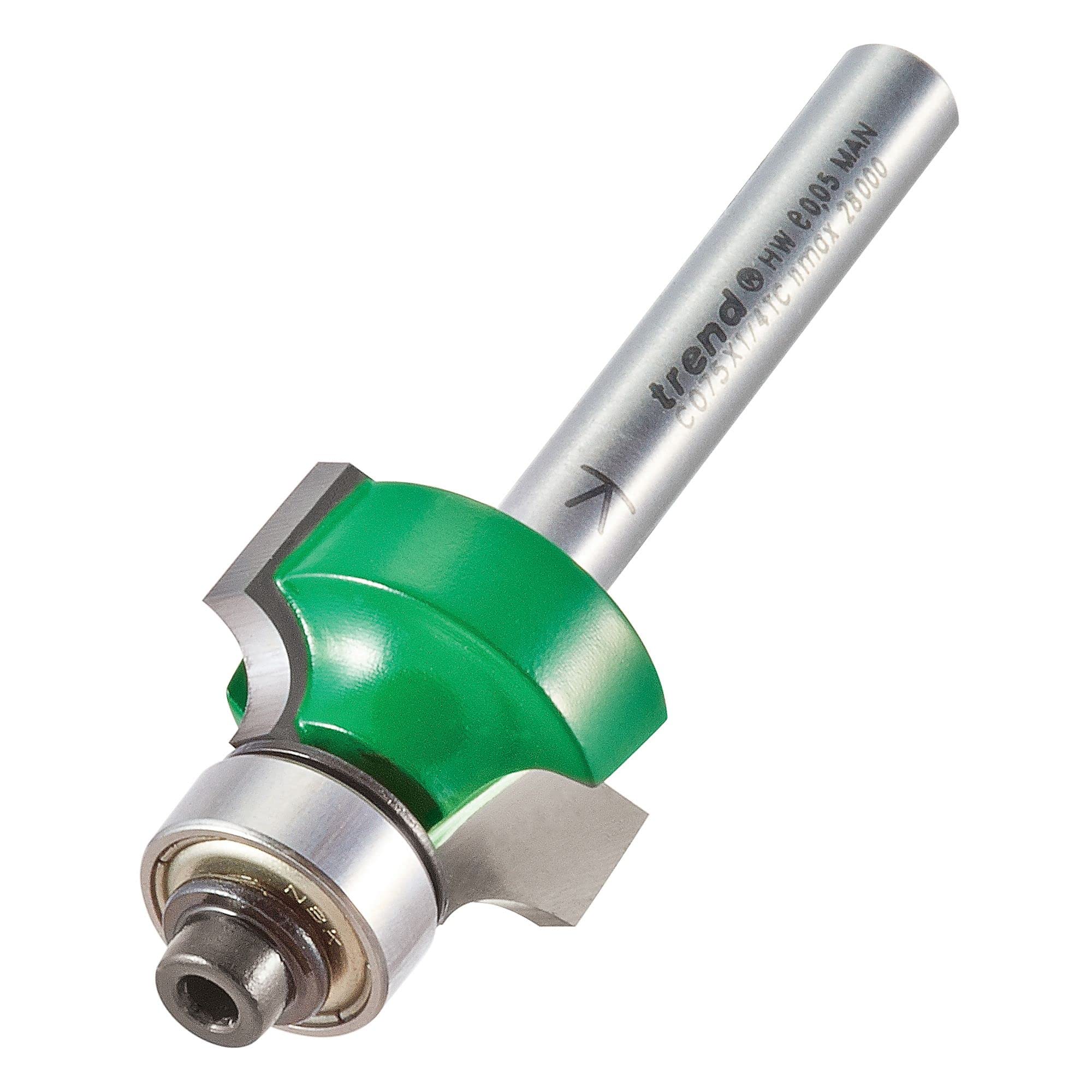 Trend CraftPro Guided Rounded Over Router Cutter Bit, 1/4 Inch Shank, 4.8mm Radius and 12.7mm Cut Length, Tungsten Carbide Tipped, C075X1/4TC