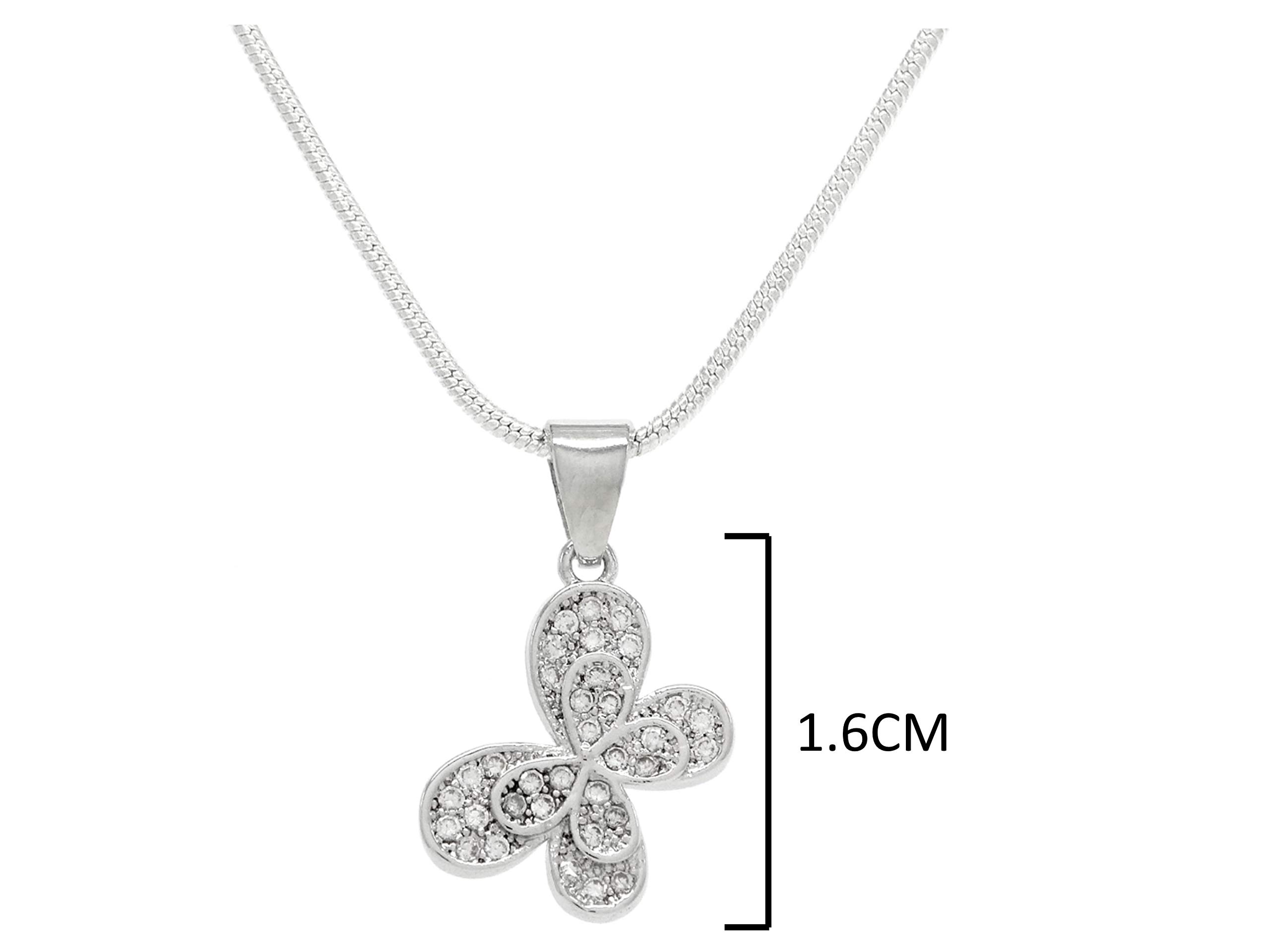 Collana con ciondolo a forma di farfalla, in argento Sterling 925, marchiato con sacchetto regalo viola e scatola nera per gioielli. e Argento, colore: bianco, cod. NI7