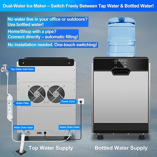 Miniatura 3 de Máquina de hielo comercial mejorada de 130 libras24 horas, máquina de hielo debajo de la encimera de 15 pulgadas de ancho con capacidad de hielo de