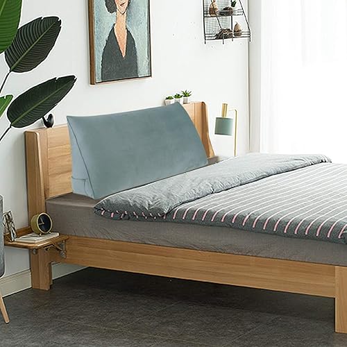 Miniatura 5 de Johnear Almohada para cabecero sin botones, de terciopelo, gran descanso, almohada de cuña de lectura, soporte de cama triangular, respaldo