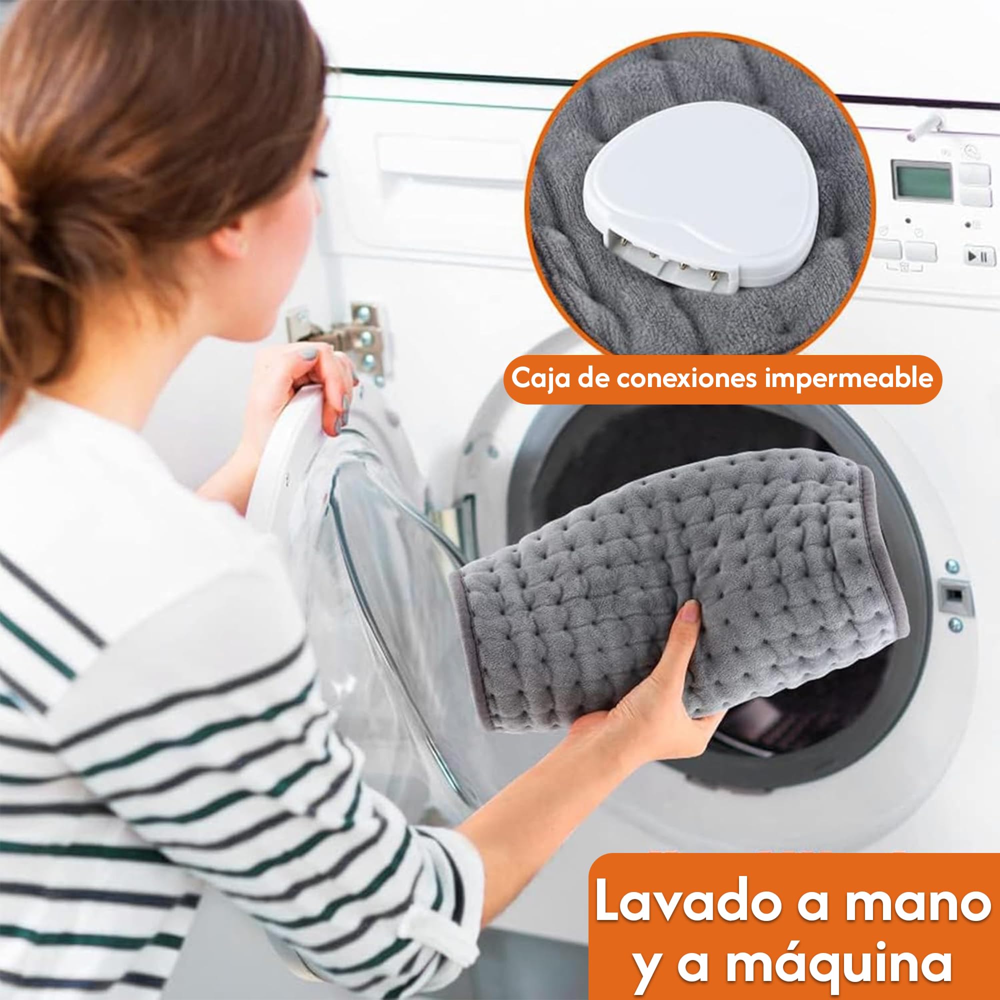 Almohadilla Eléctrica 30 x 60 cm para Espalda, Cuello y Abdomen, Cojín Calefactor con Pantalla Digital, 9 Niveles de Calor y Apagado Automático, Uso Doméstico
