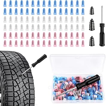 90pcs Screw in Tire Plugs Kit, 3 Sizes Car Tyre Plugs, with Storage Box, Tubeless Tyre Puncture Repair Kit for Car, Fast Tire Repair Nail Tool, Universal Tyre Repair Nails for Auto Car Motorcycle