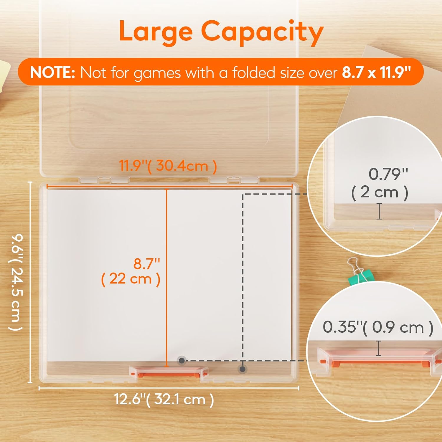 Lifewit 12 Pcs Board Game Storage Boxes, 11.9x8.7'' Paper Container with Secure Latch, Plastic Portable Organizer with Handle & Labels for File,Document,Puzzles, Cards, Art Supplies
