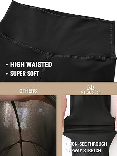 Miniatura 43 de NexiEpoch - Paquete de 4 leggings suaves para mujer, con bolsillos, control de abdomen y cintura alta, pantalones capri para yoga y ejercicio