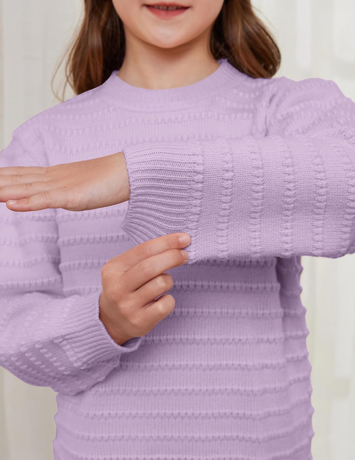 Sweaters for Girls Ribbed Knit Textured Long Sleeve Crew Neck Soft Chunky Pullover Sweater Solid Tops 4-14 Years - Image 4