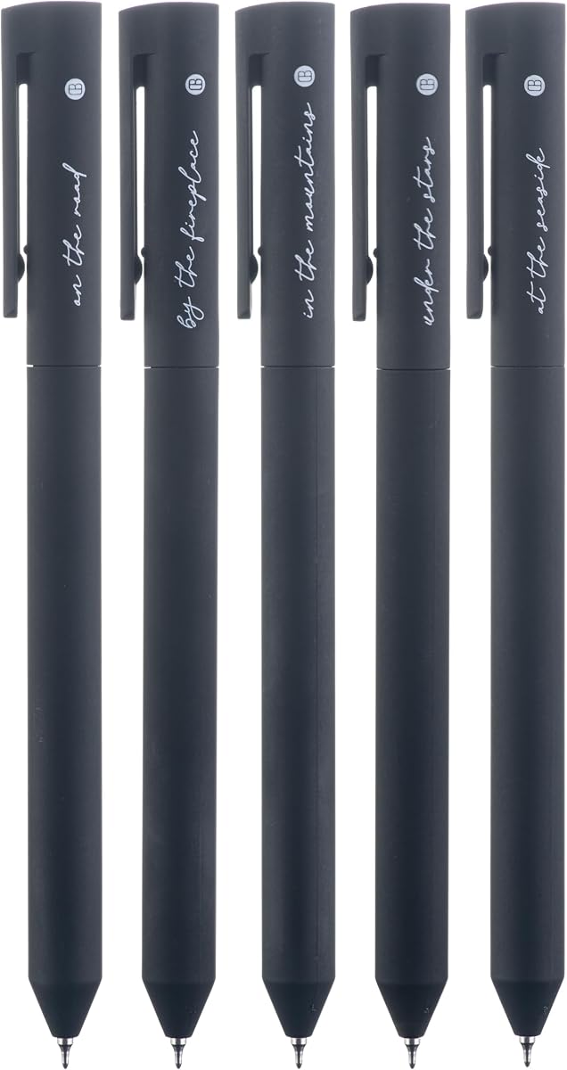 DIVERSEBEE Black Gel Ink Pens, 0.5 mm Gel Pens Fine Point | Bible Pens No Bleed Through with Cute Fine Tip, Bible Study Journaling Supplies, 5 Pack Gel Pen Set