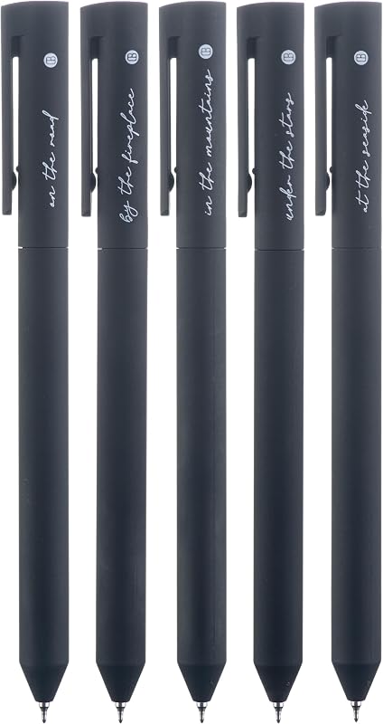 DIVERSEBEE Black Gel Ink Pens, 0.5 mm Gel Pens Fine Point | Bible Pens No Bleed Through with Cute Fine Tip, Bible Study Journaling Supplies, 5 Pack Gel Pen Set