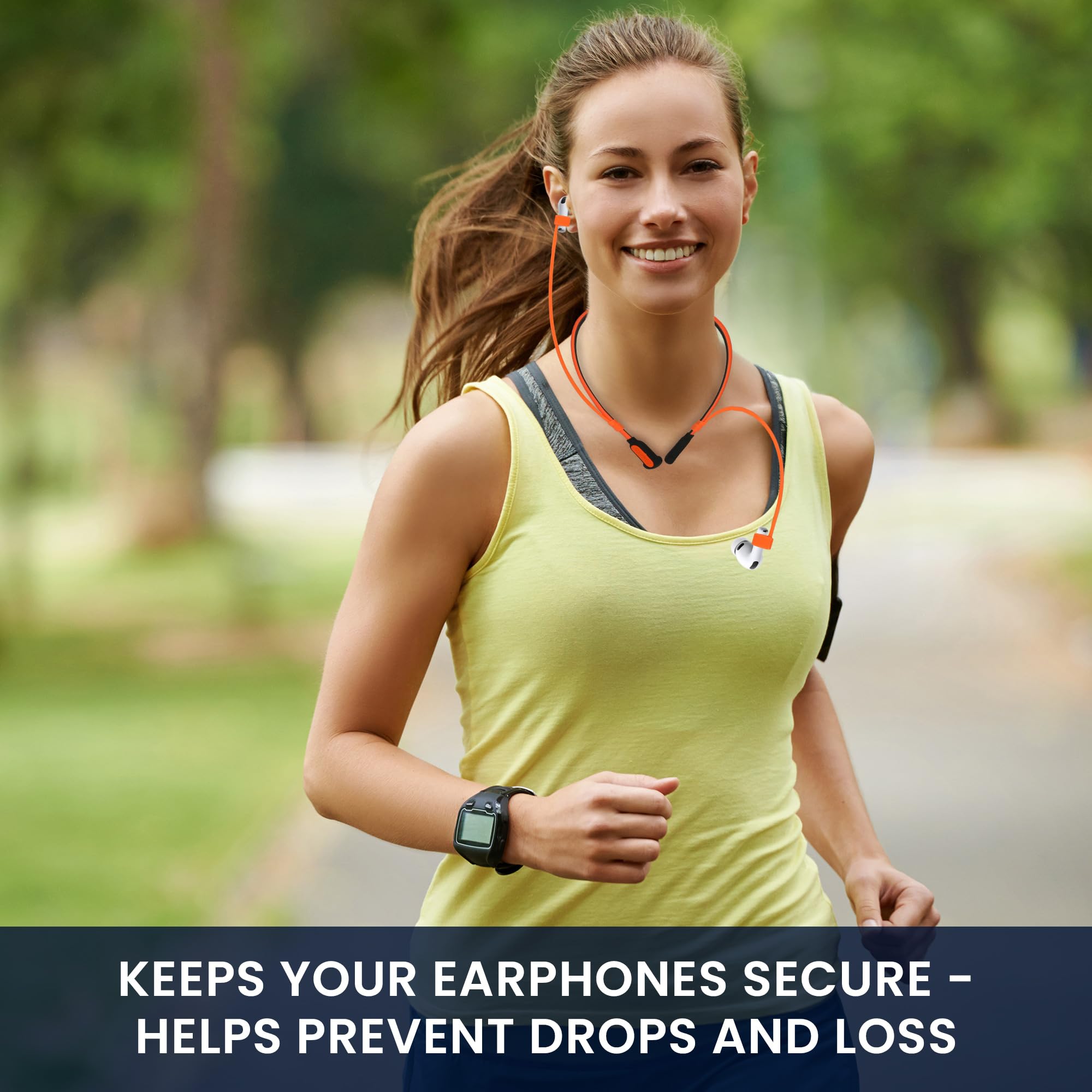 kwmobile silikonowa opaska do Apple Airpods 3/4 / Pro 1 / Pro 2 / Airpods Pro 3 uchwyt do joggingu - pasek na słuchawki douszne - akcesoria do słuchawek - czarno-pomarańczowy