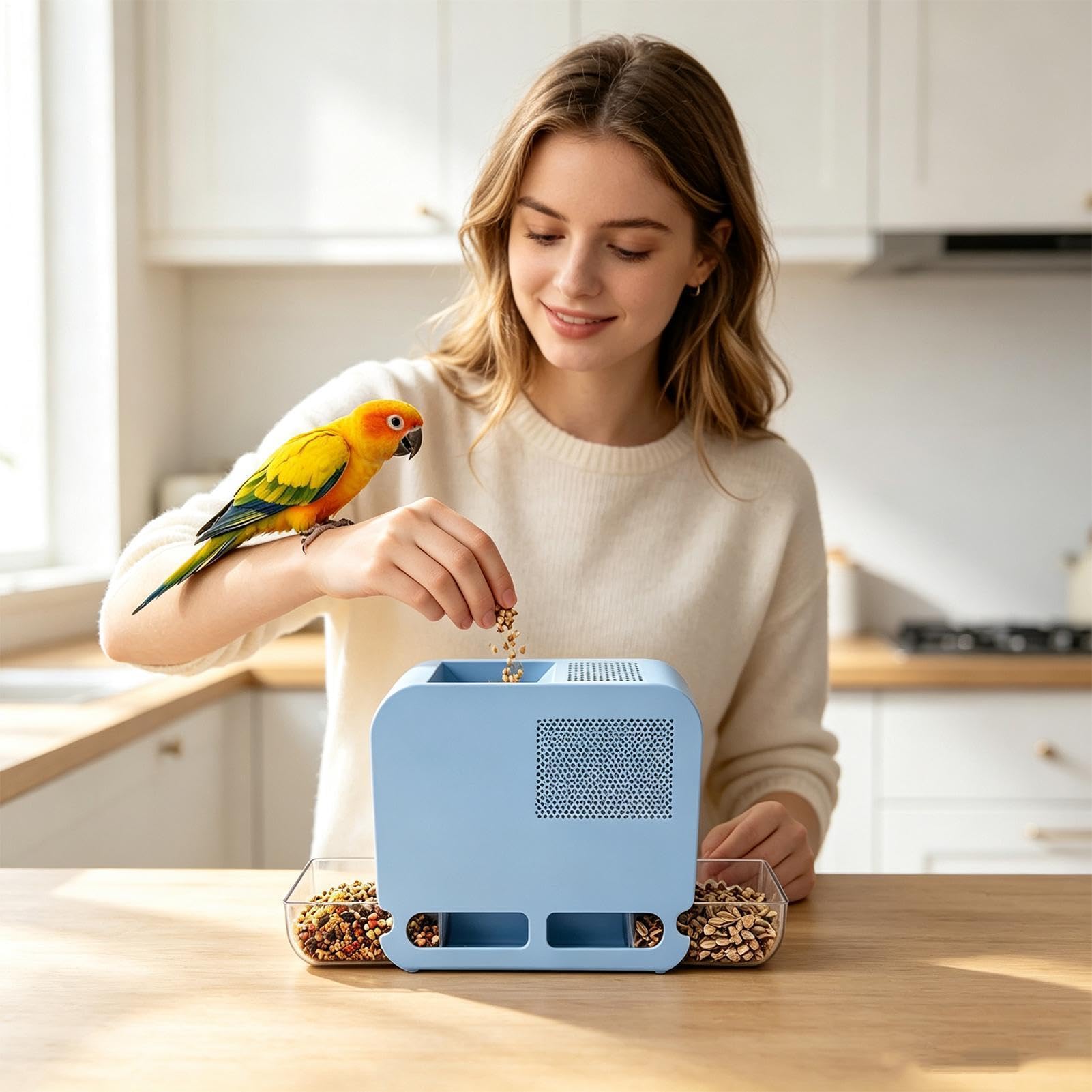 Elektryczny separator do pokarmu dla ptaków Parrot Grain Separator | Wtyczka USB do wydmuchiwania karmy dla ptaków do przesiewania ziarna w gospodarstwie szybkie łuskanie zarządzanie posiłkiem