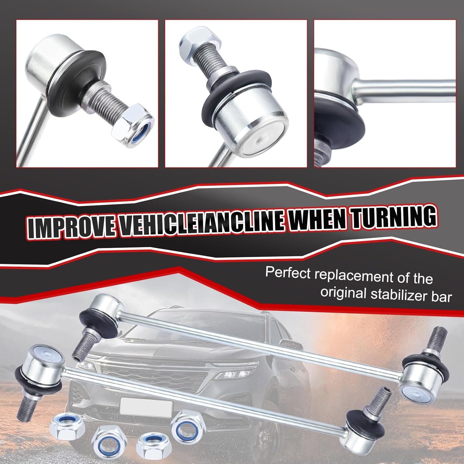 K750523 Sway Bar Link Kit, Front Suspension Stabilizer Sway Bar Links Set Compatible with 12-18 Accent Kia Rio⎪13-17 Elantra⎪14-19 Tucson Soul Sportage⎪12-17 Veloster⎪14-18 Kia Forte Forte5
