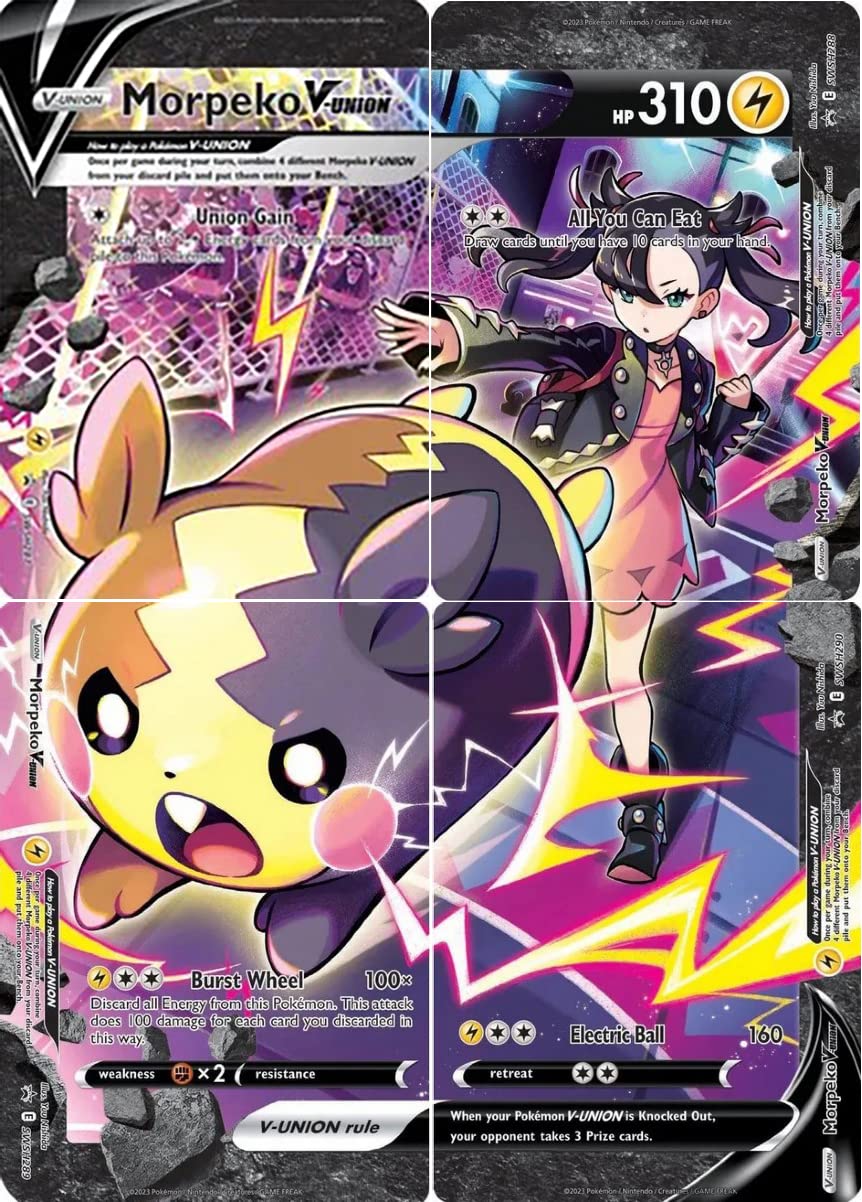 Morpeko V-Union - Pokemon 4 Card Set - Black Star Promo - Crown Zenith - Marnie - SWSH287
