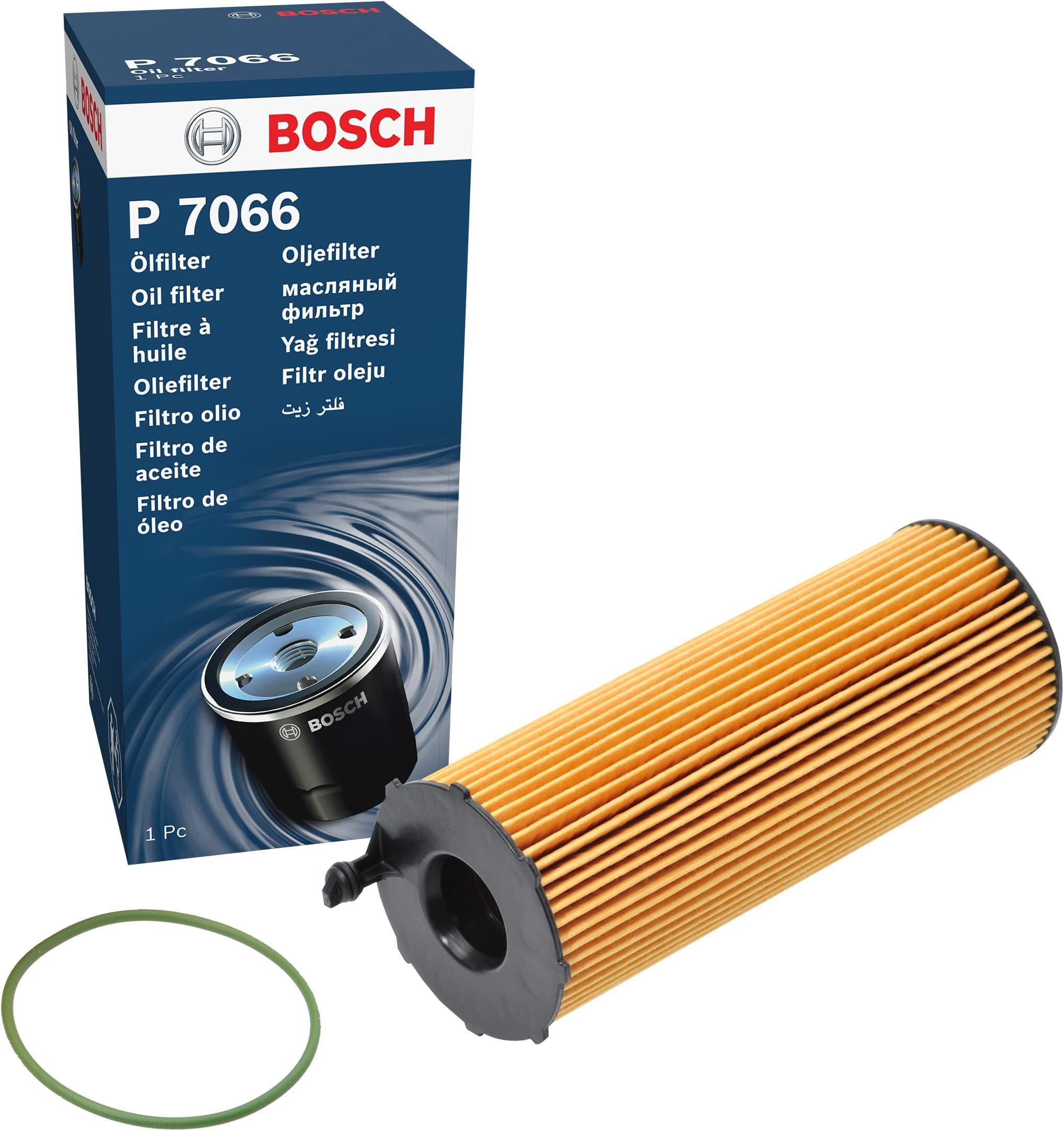 Bosch P7066 Car Oil Filter - Separates Soot and Metal Particles from Engine Oil - Provides Reliable Engine Lubrication