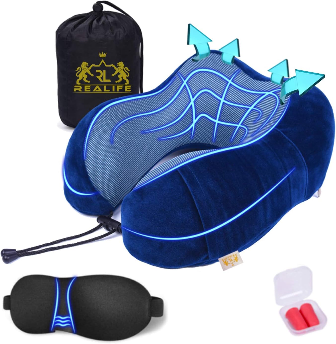 cuscino da viaggio con sacchetti gonfiabili