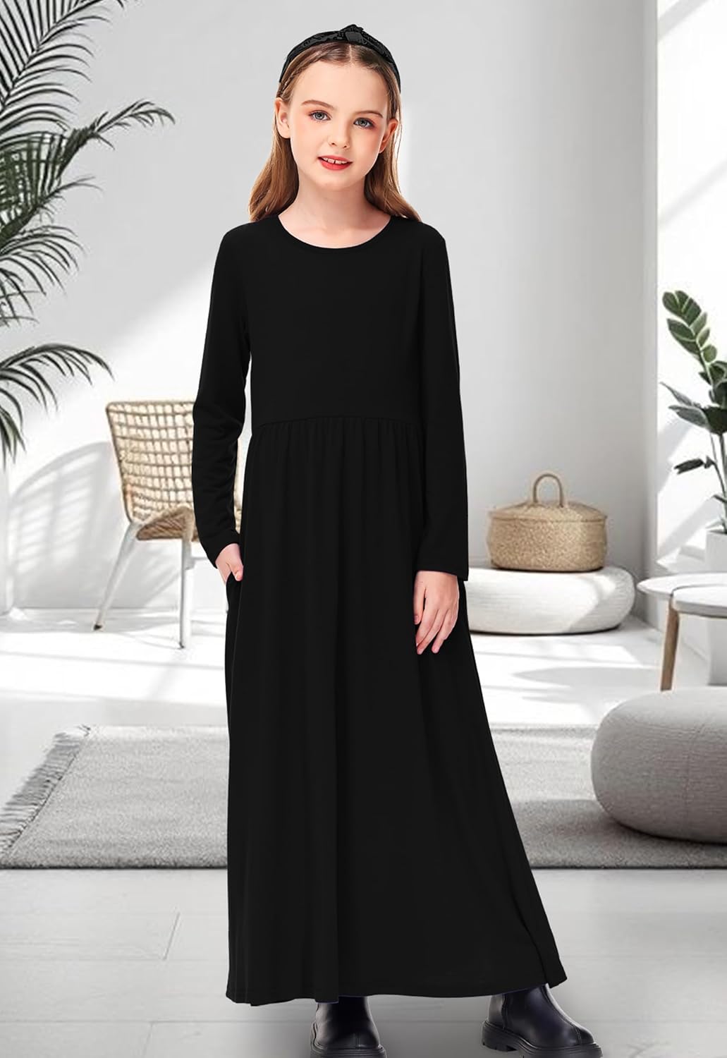 Deerose Girls Maxi Dress Casual Holiday Long Dresses with Pockets 5-14 Years - Image 3