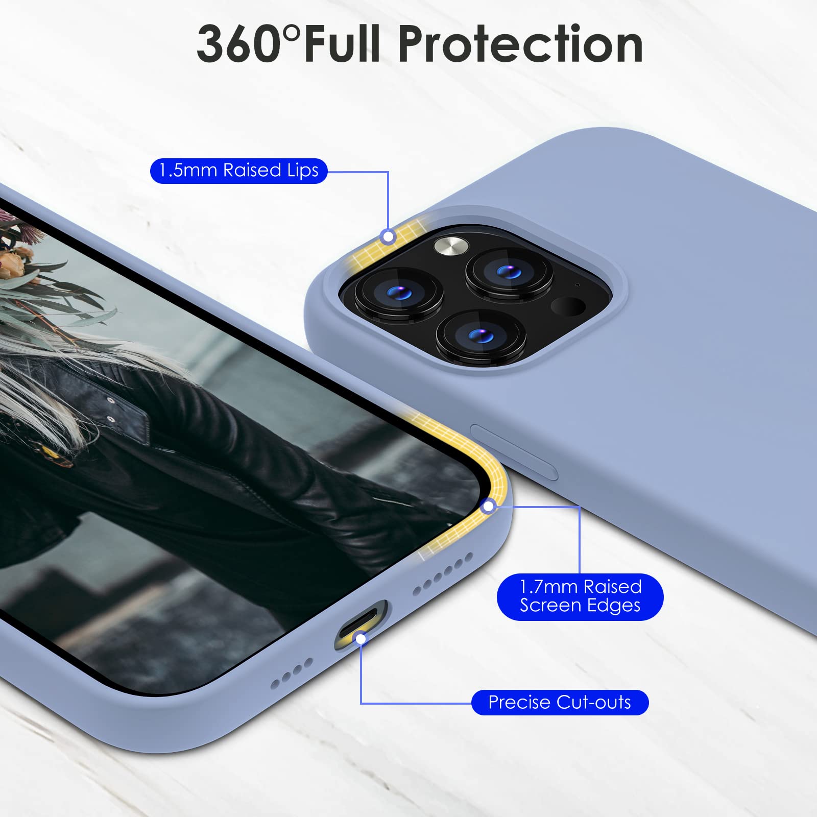 Silikonhülle Für IPhone 13 Pro Max – Ultradünn, Stoßfest, Mit Mikrofaserfutter, Steinfarben