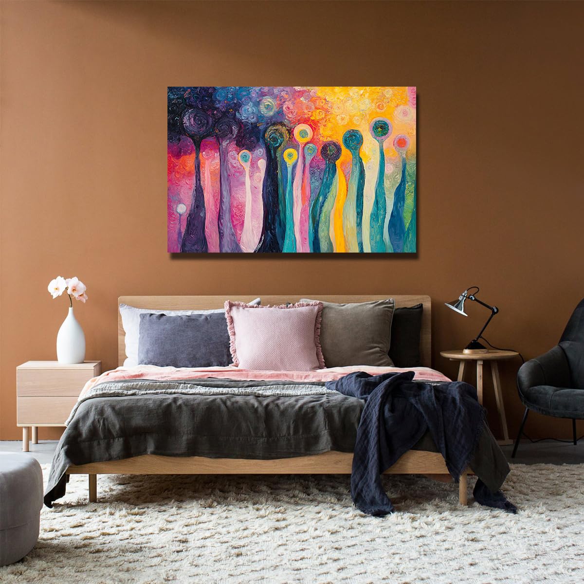 TOANGWALL Arte murale su tela biologica astratta e colorata stampe murali vivaci poster d'arte moderna e unica per arredamento di casa 80x120cm