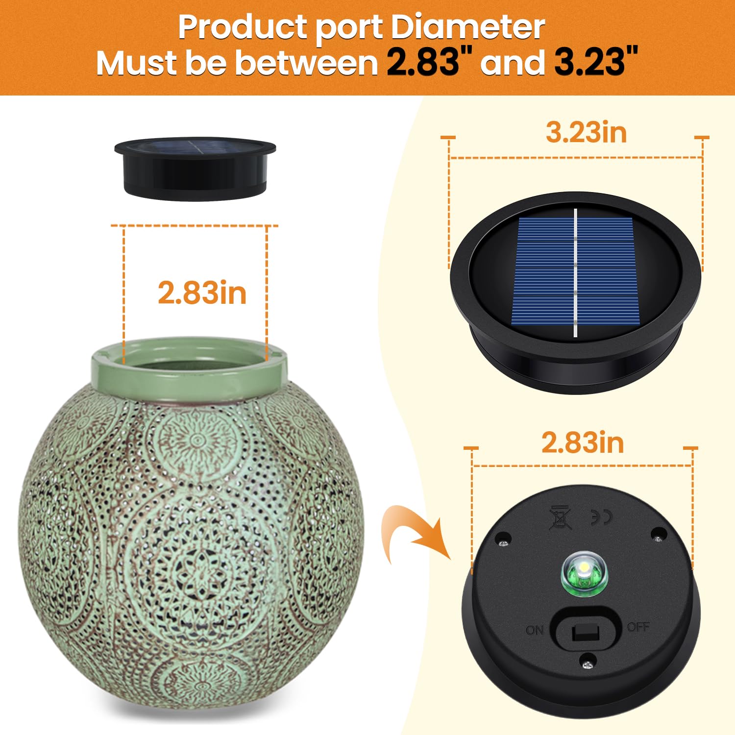 Ersatz-Solarleuchten (obere Größe 8,1 cm, untere Größe 7,4 cm), 7 Lumen, warmweiße LED, wasserdichte Solarleuchte, Ersatz-Set für Outdoor-Laternen zum Aufhängen, 8 Stück