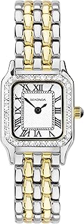 Monica Damen-Quarzuhr 20 mm in Weiß mit römischen Ziffern, Analog-Anzeige und Armband aus Legierung
