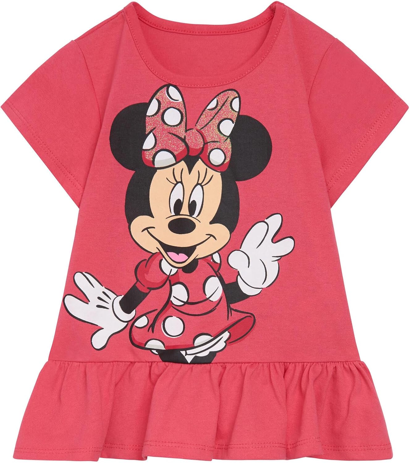 Disney Minnie Mouse Floral Girls Peplum T-Shirt and Leggings Outfit Set Toddler to Big Kid Sizes (2T - 10-12) - Image 4