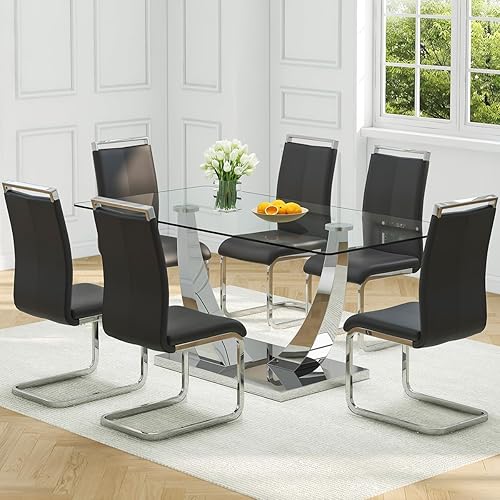 Miniatura 11 de Juego de mesa de comedor de mármol sintético para 6, mesa de comedor moderna de 71 pulgadas para 6, mesa de cocina dorada de lujo y 6 sillas de Mesa