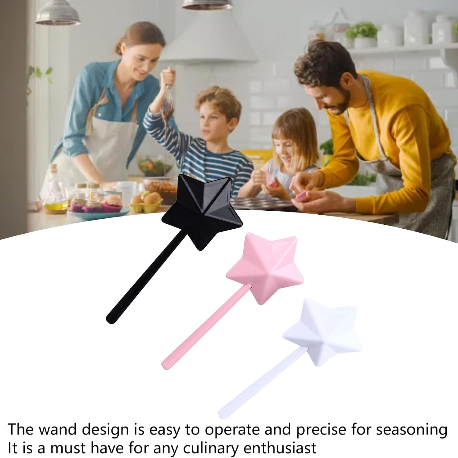 Magical Wand Salt and Shaker Set, Cute and Unique, Plastic Material for Precise Seasoning, Addition to Your Kitchen Decor, Refillable Tools, Christmas Kitchen Accessories