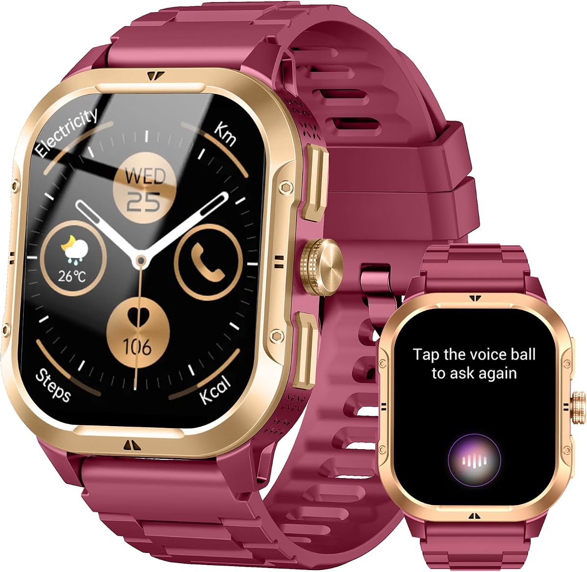 GPS Smart Watch (Answer/Make Calls), 2.06" Smartwatch for Women with Sleep Heart Rate Step SpO2 Monitor, Voice Assistant, IP68 Waterproof Activity Tracker, 100+ Sport Modes Fitness for Android/iPhone