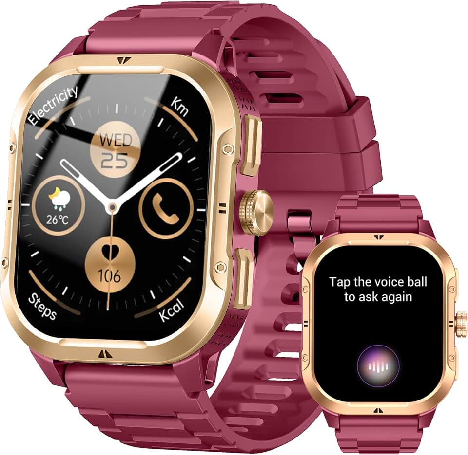 GPS Smart Watch (Answer/Make Calls), 2.06" Smartwatch for Women with Sleep Heart Rate Step SpO2 Monitor, Voice Assistant, IP68 Waterproof Activity Tracker, 100+ Sport Modes Fitness for Android/iPhone