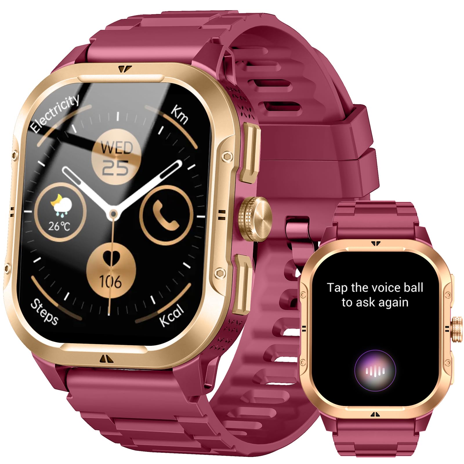 GPS Smart Watch (Answer/Make Calls), 2.06" Smartwatch for Women with Sleep Heart Rate Step SpO2 Monitor, Voice Assistant, IP68 Waterproof Activity Tracker, 100+ Sport Modes Fitness for Android/iPhone